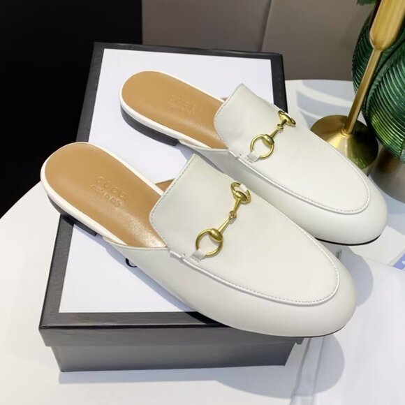 Gucci Women's White Leather Loafers - Picture 1 of 4